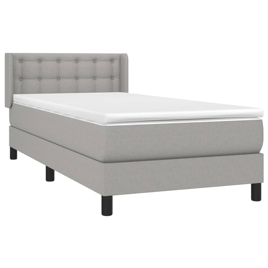 Boxspring Met Matras Stof Lichtgrijs 90 x 200 cm Knopen