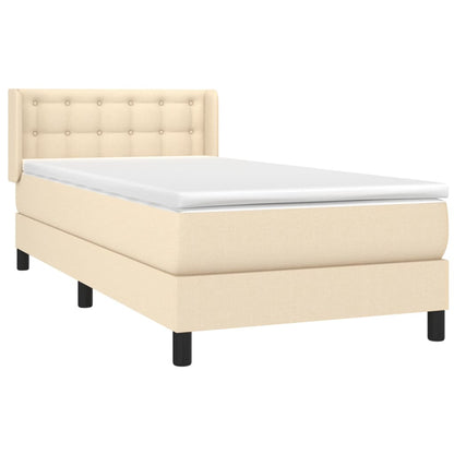 Boxspring met matras stof crèmekleurig 90x200 cm 90 x 200 cm Knopen
