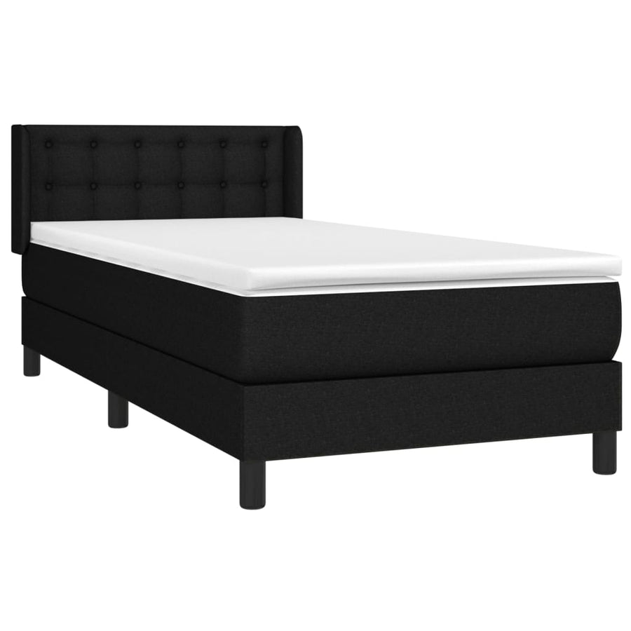 Boxspring Met Matras Stof Zwart 100 x 200 cm Knopen