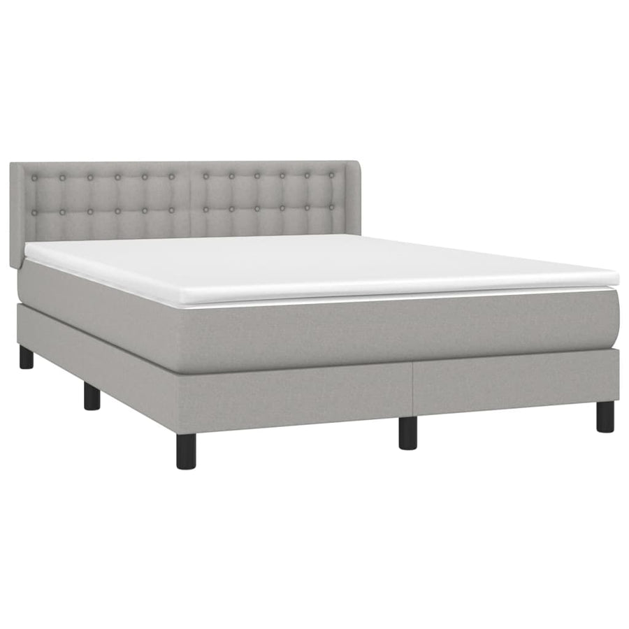 Boxspring Met Matras Stof Lichtgrijs 140 x 190 cm Knopen