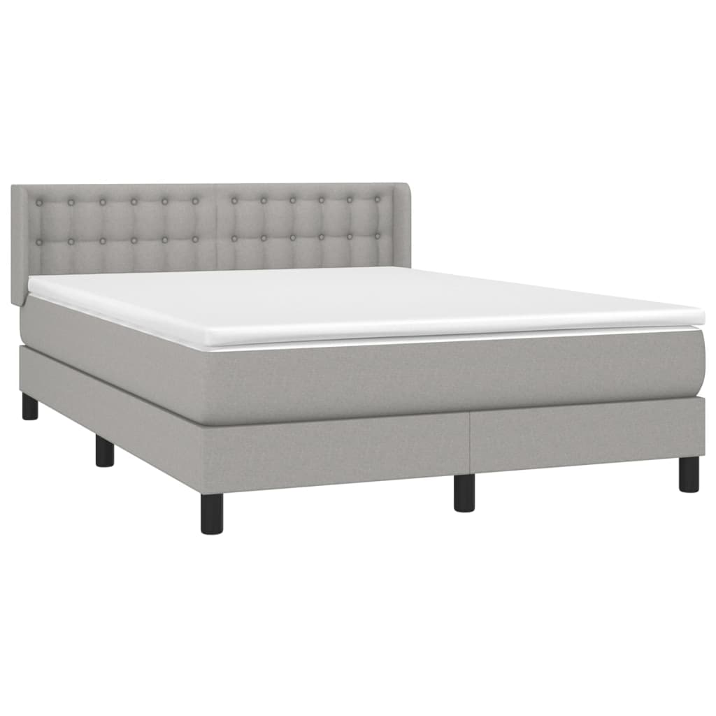 Boxspring Met Matras Stof Lichtgrijs 140 x 200 cm Knopen