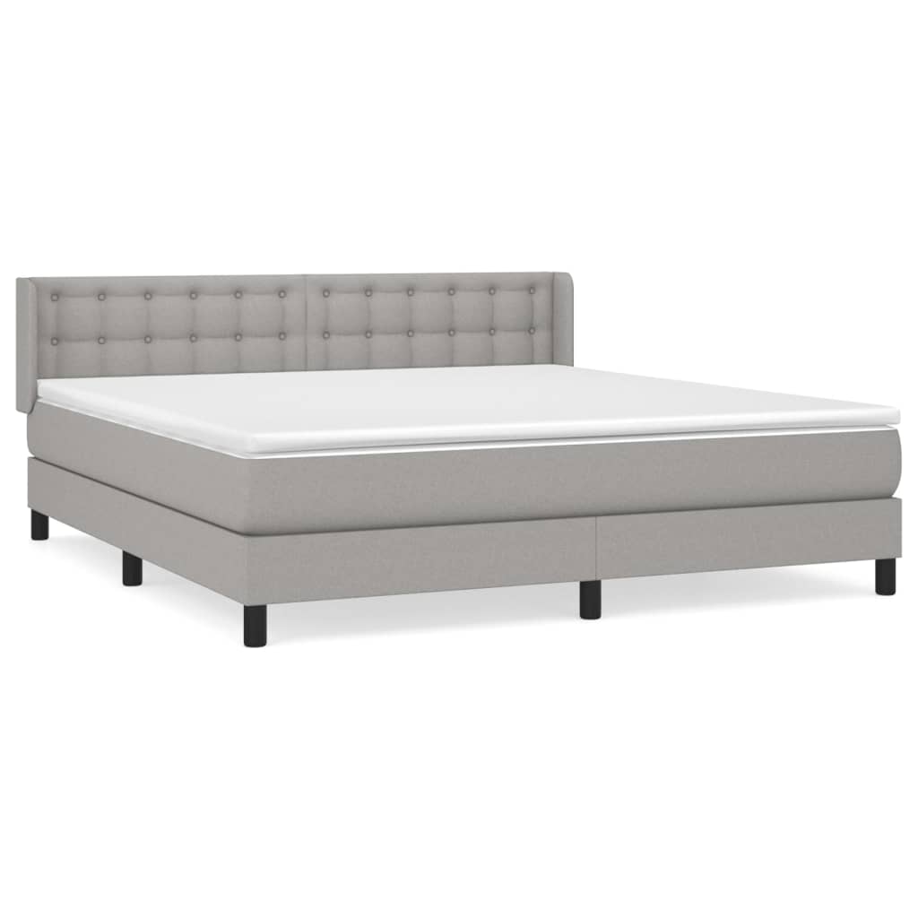 Boxspring Met Matras Stof Lichtgrijs 160 x 200 cm Knopen