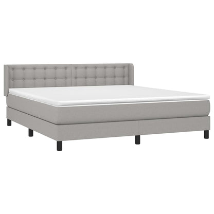 Boxspring Met Matras Stof Lichtgrijs 160 x 200 cm Knopen
