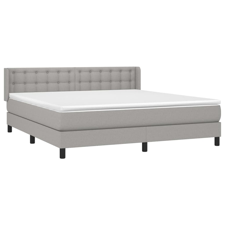 Boxspring Met Matras Stof Lichtgrijs 160 x 200 cm Knopen