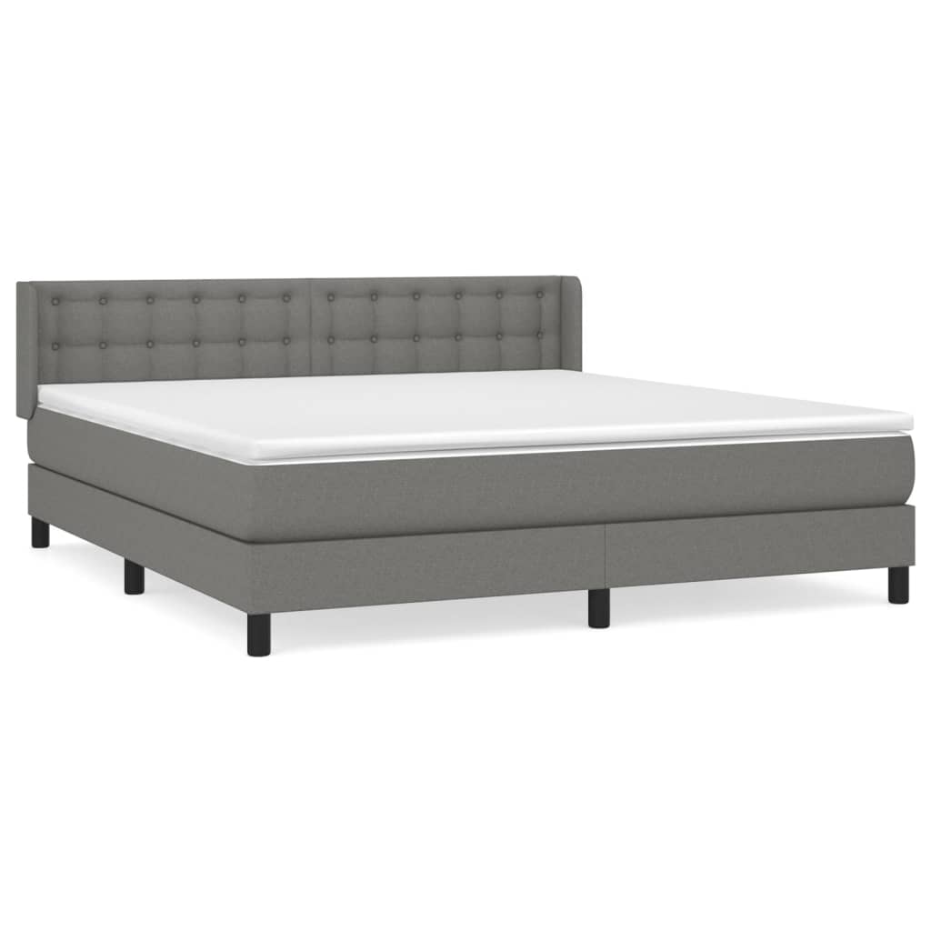 Boxspring Met Matras Stof Donkergrijs 160 x 200 cm Knopen