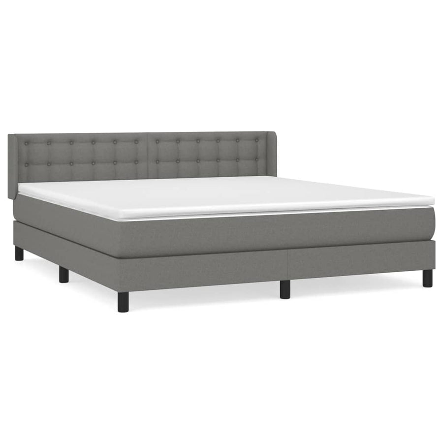 Boxspring Met Matras Stof Donkergrijs 160 x 200 cm Knopen