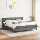 Boxspring Met Matras Stof Donkergrijs 160 x 200 cm Knopen