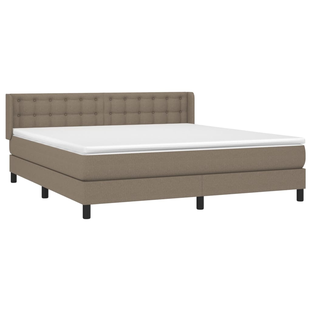 Boxspring met matras stof taupe 160x200 cm 160 x 200 cm Knopen