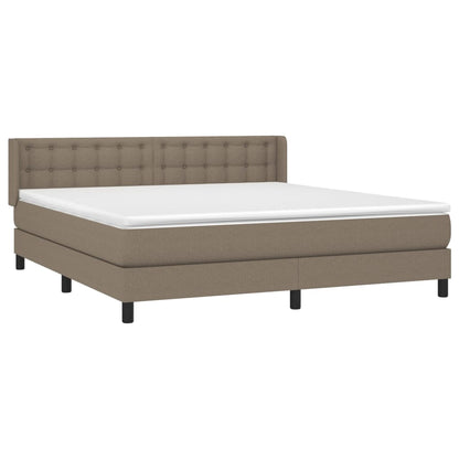 Boxspring met matras stof taupe 160x200 cm 160 x 200 cm Knopen