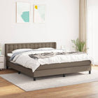 Boxspring met matras stof taupe 160x200 cm 160 x 200 cm Knopen