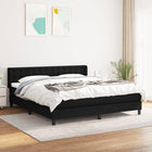 Boxspring Met Matras Stof Zwart 180 x 200 cm Knopen