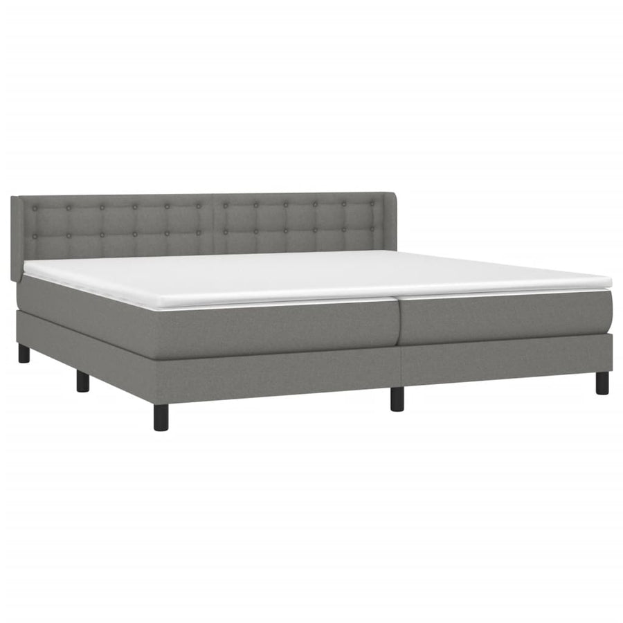 Boxspring Met Matras Stof Donkergrijs 200 x 200 cm Knopen