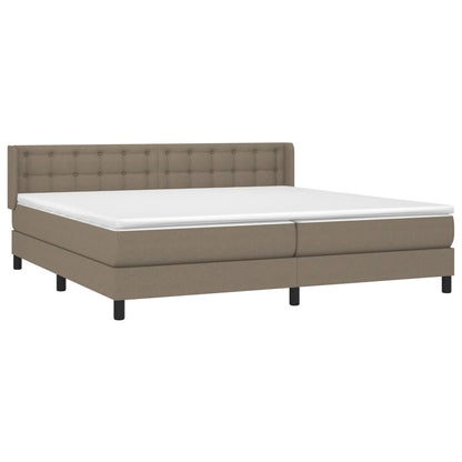 Boxspring Met Matras Stof Taupe 200X200 Cm Taupe 200 x 200 cm Knopen