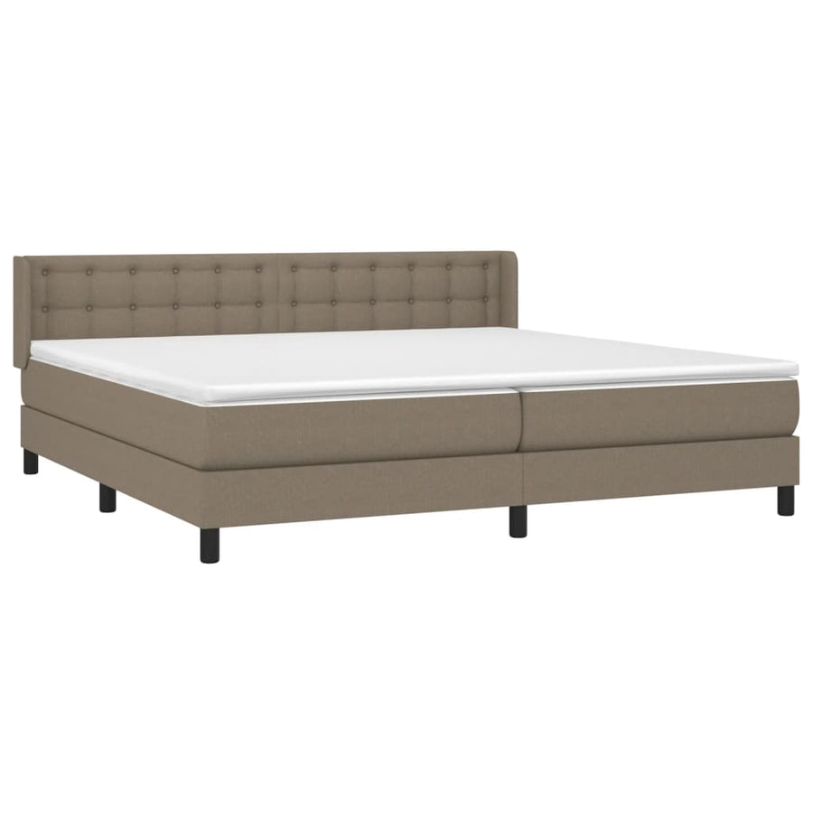 Boxspring Met Matras Stof Taupe 200X200 Cm Taupe 200 x 200 cm Knopen