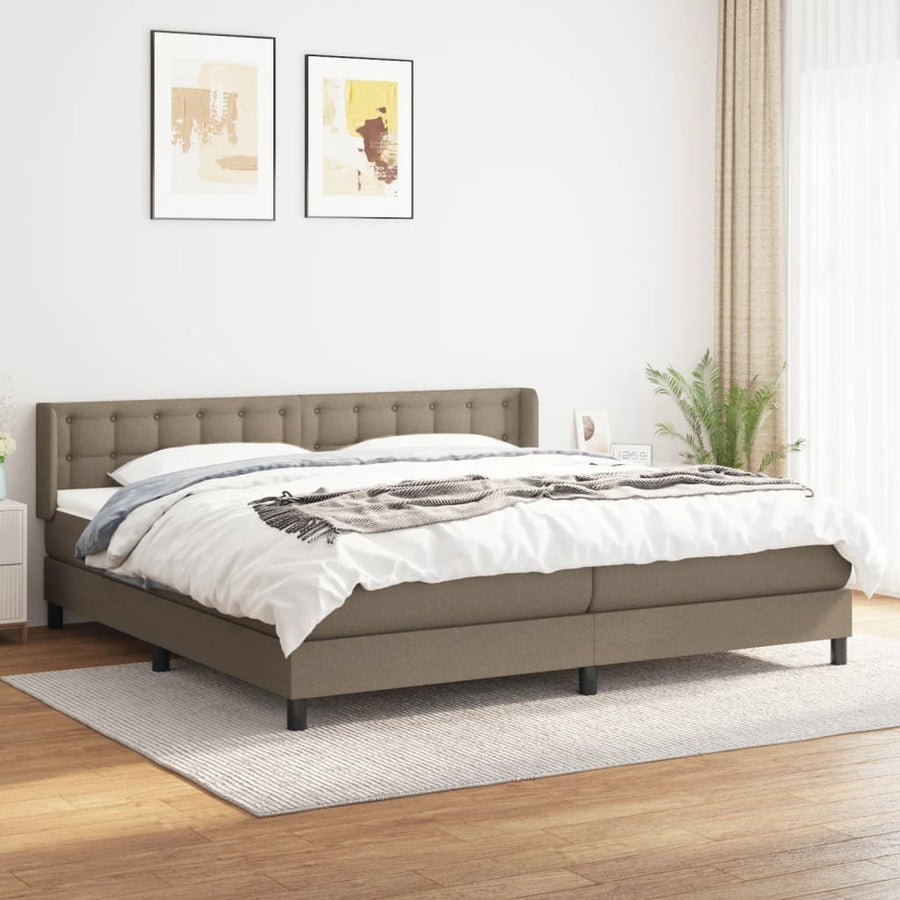 Boxspring Met Matras Stof Taupe 200X200 Cm Taupe 200 x 200 cm Knopen