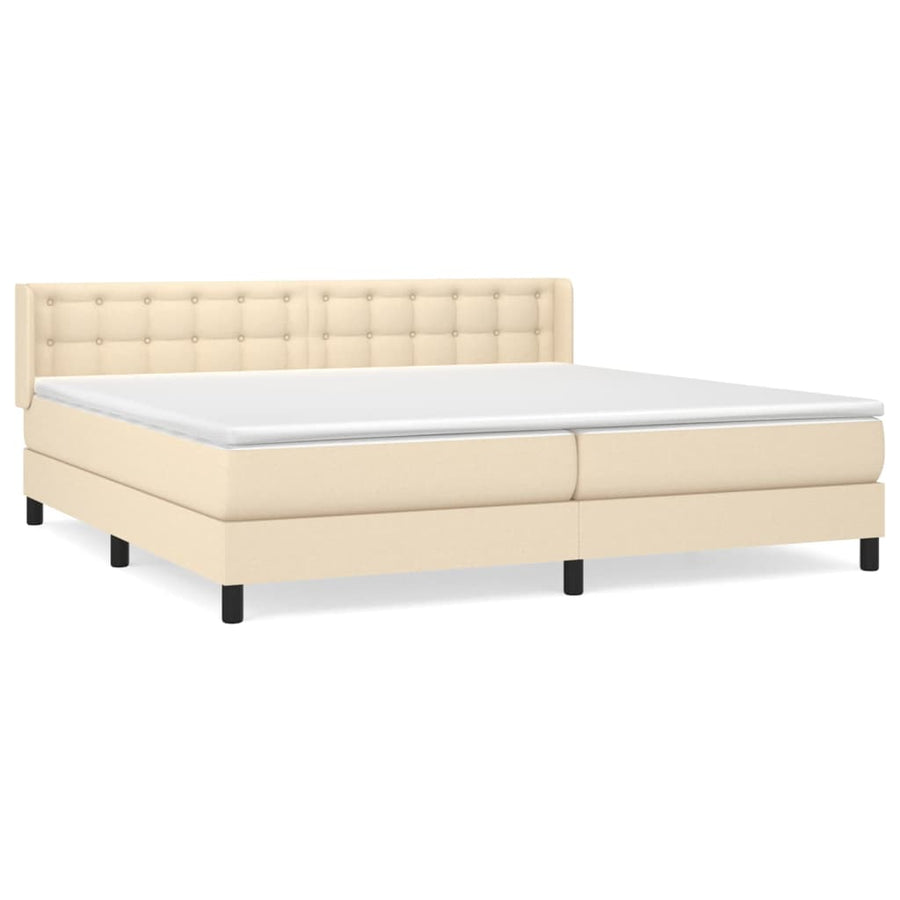 Boxspring met matras stof crèmekleurig 200x200 cm 200 x 200 cm Crème