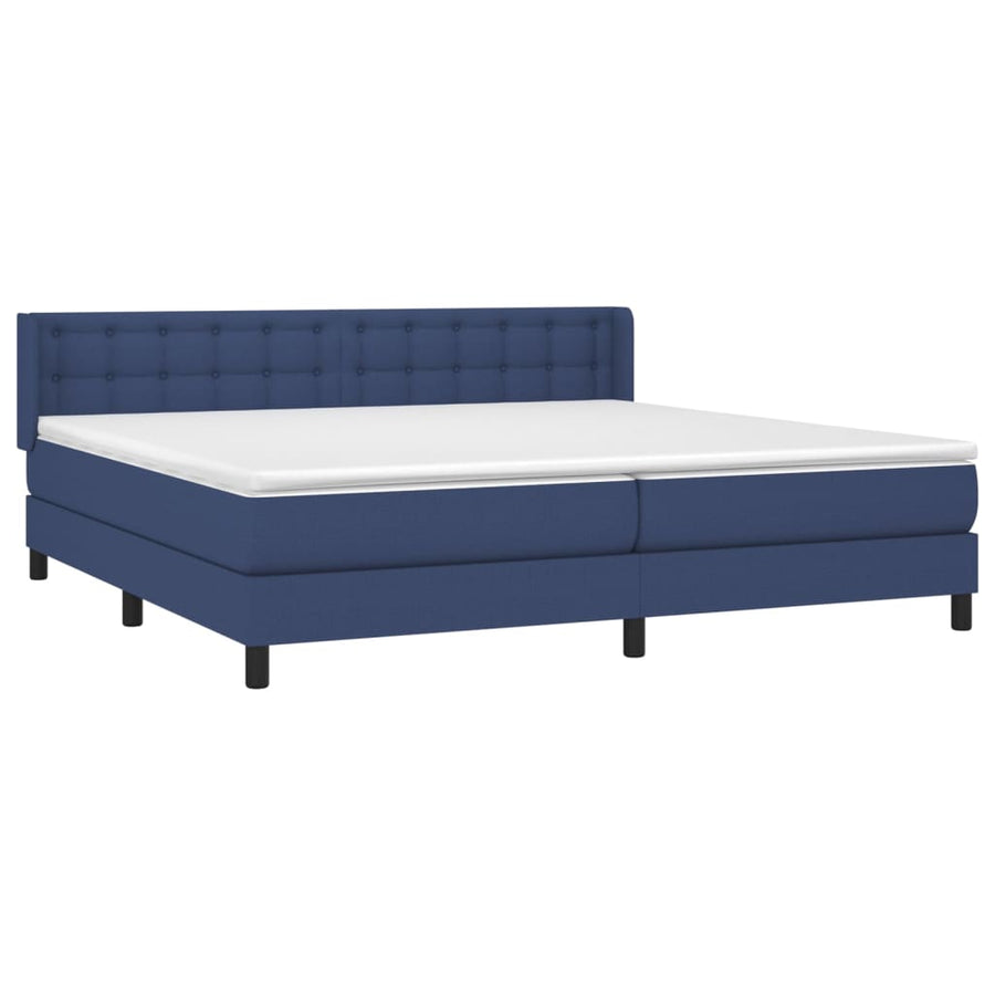 Boxspring Met Matras Stof Blauw 200 x 200 cm Knopen
