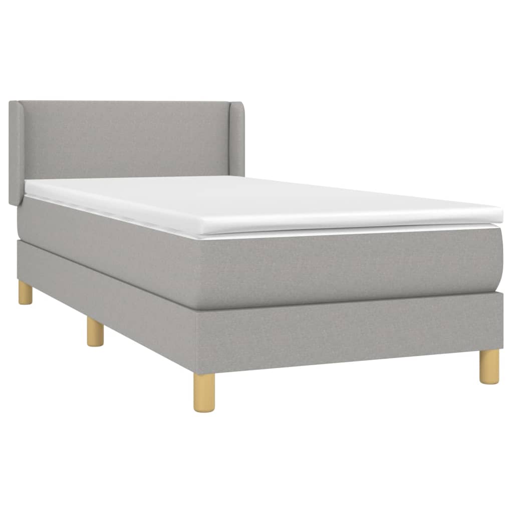 Boxspring Met Matras Stof Lichtgrijs 80 x 200 cm Effen ontwerp