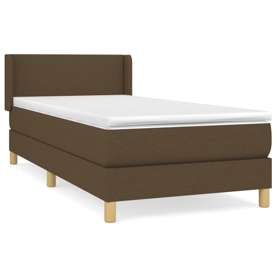 Boxspring Met Matras Stof Donkerbruin 80 x 200 cm Effen ontwerp