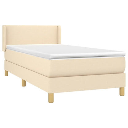 Boxspring met matras stof crèmekleurig 80x200 cm 80 x 200 cm Effen ontwerp