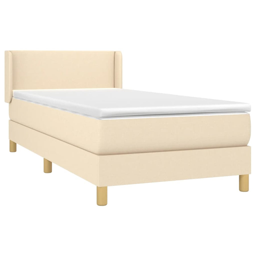 Boxspring met matras stof crèmekleurig 80x200 cm 80 x 200 cm Effen ontwerp