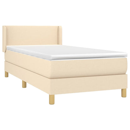Boxspring met matras stof crèmekleurig 90x190 cm 90 x 190 cm Effen ontwerp