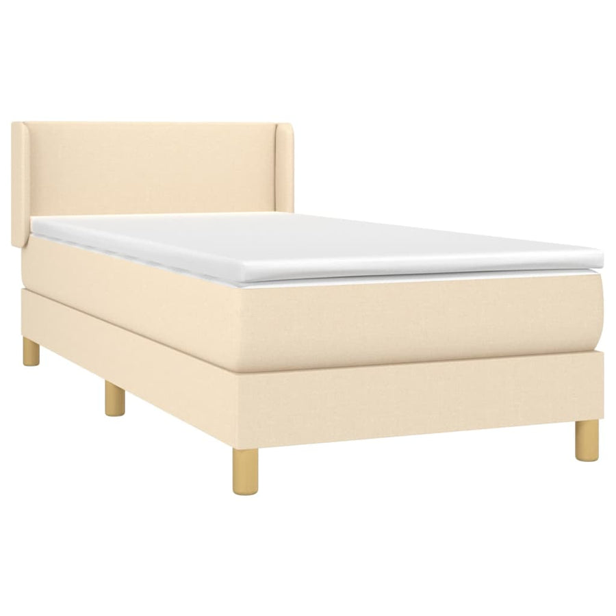 Boxspring met matras stof crèmekleurig 90x190 cm 90 x 190 cm Effen ontwerp