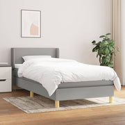 Boxspring 90x200 cm lichtgrijs met pocketvering matras