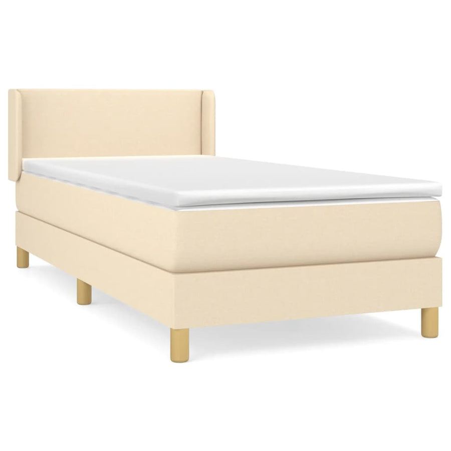 Boxspring met matras stof crèmekleurig 90x200 cm 90 x 200 cm Effen ontwerp
