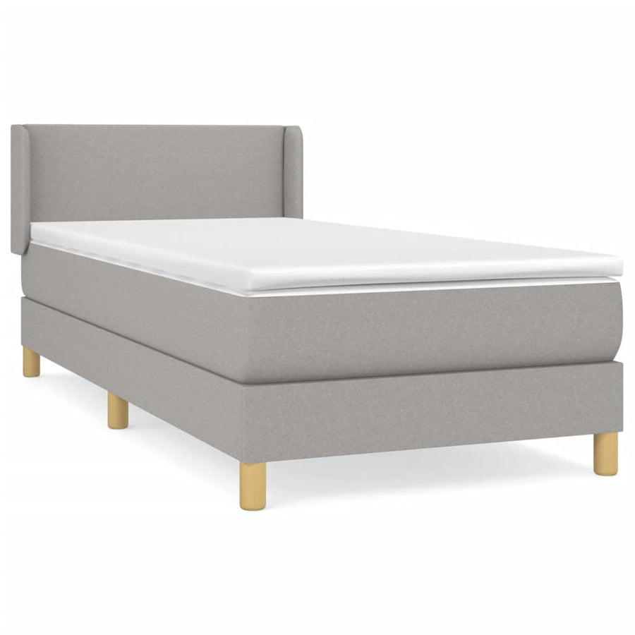 Boxspring Met Matras Stof Lichtgrijs 100 x 200 cm Effen ontwerp