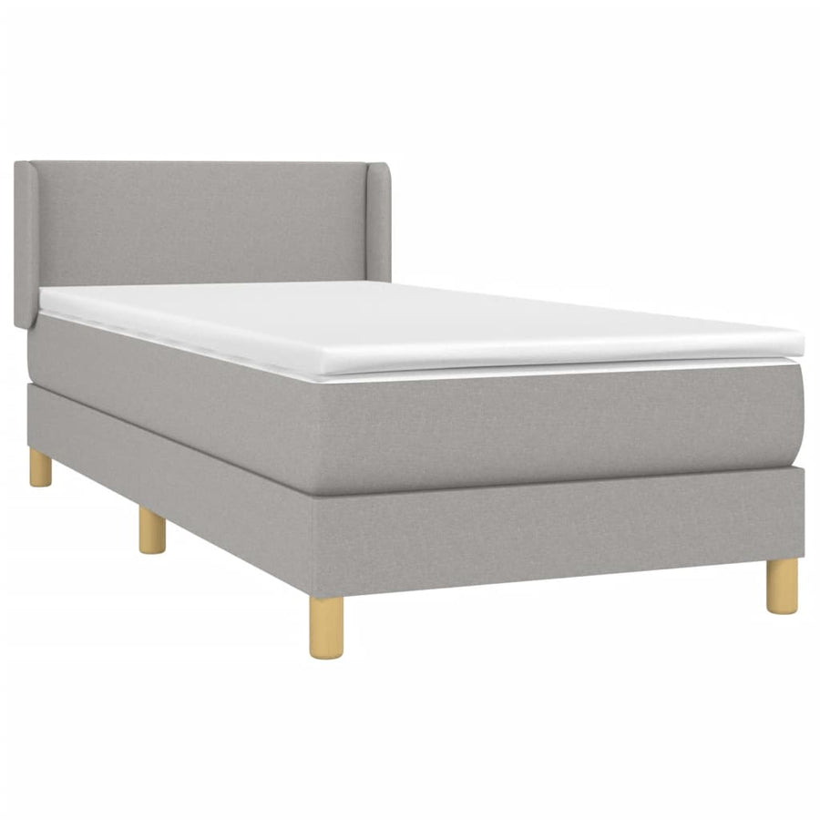 Boxspring Met Matras Stof Lichtgrijs 100 x 200 cm Effen ontwerp