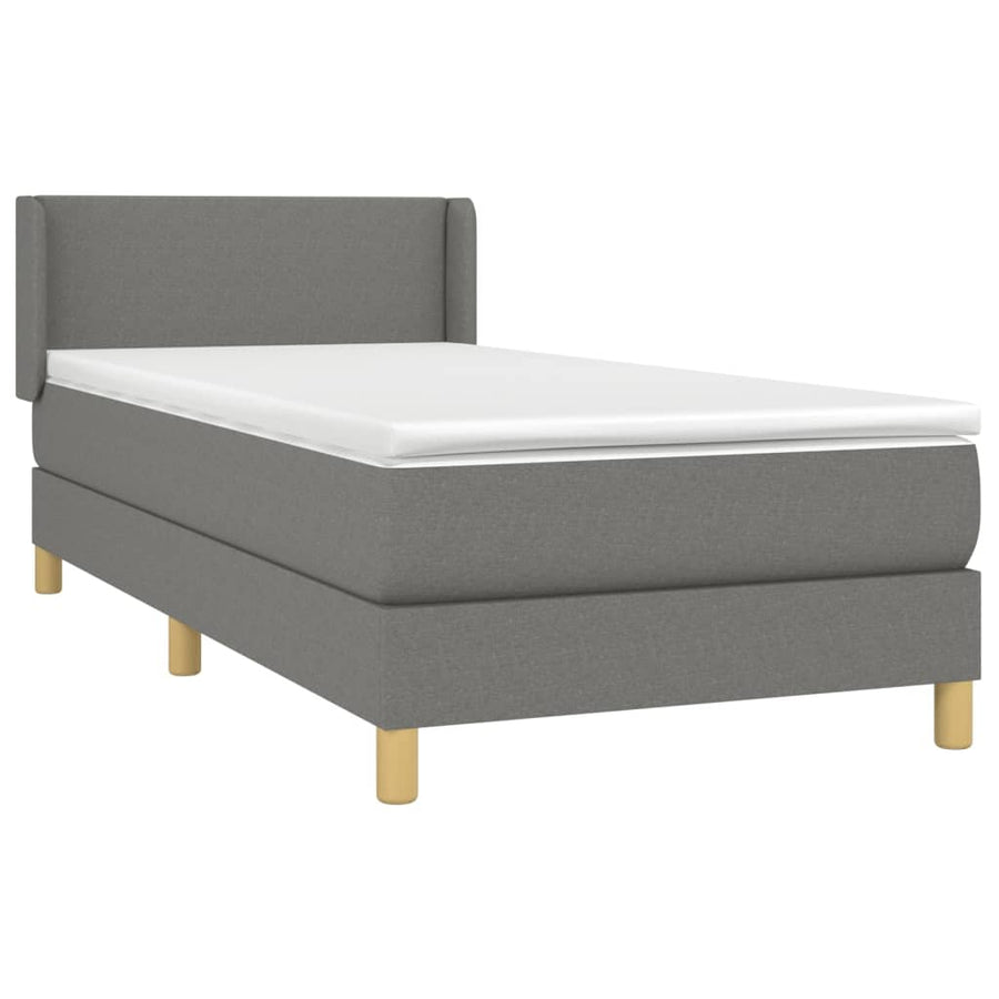 Boxspring Met Matras Stof Donkergrijs 100 x 200 cm Effen ontwerp