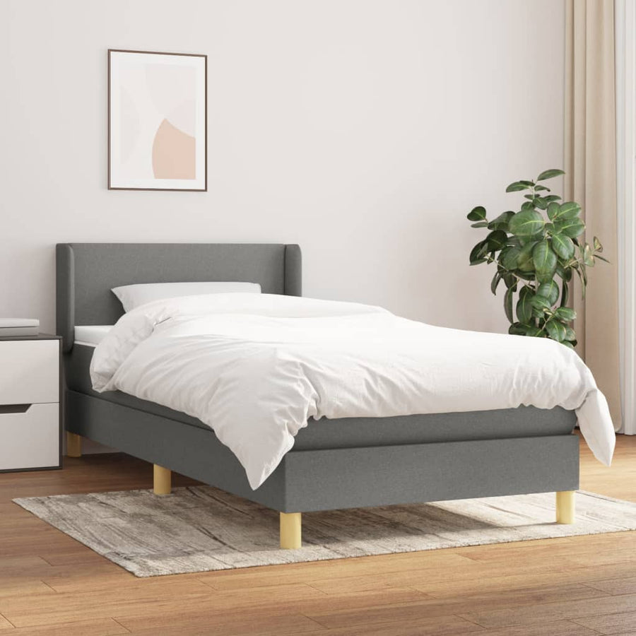 Boxspring Met Matras Stof Donkergrijs 100 x 200 cm Effen ontwerp