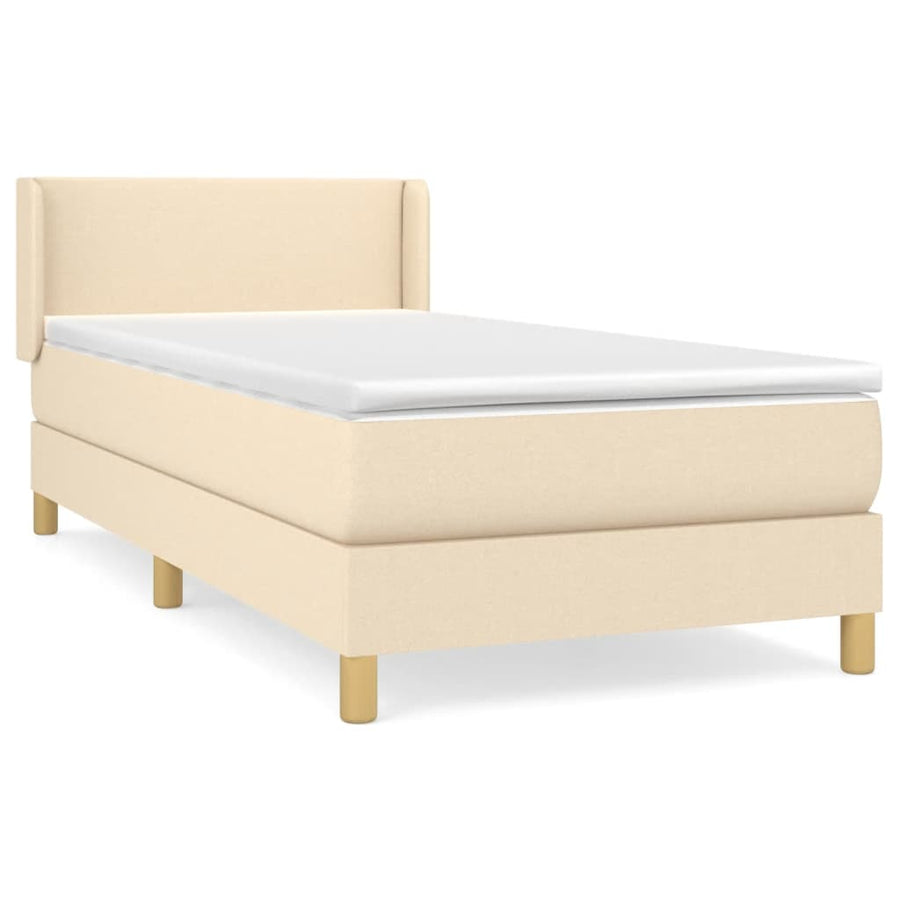 Boxspring met matras stof crèmekleurig 100x200 cm 100 x 200 cm Crème