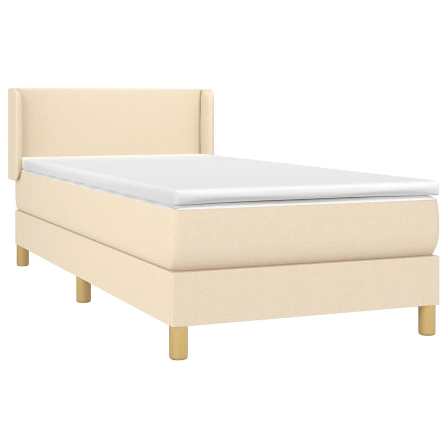 Boxspring met matras stof crèmekleurig 100x200 cm 100 x 200 cm Crème