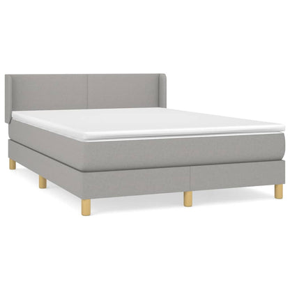 Boxspring Met Matras Stof Lichtgrijs 140 x 190 cm Effen ontwerp