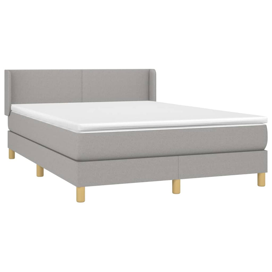 Boxspring Met Matras Stof Lichtgrijs 140 x 190 cm Effen ontwerp