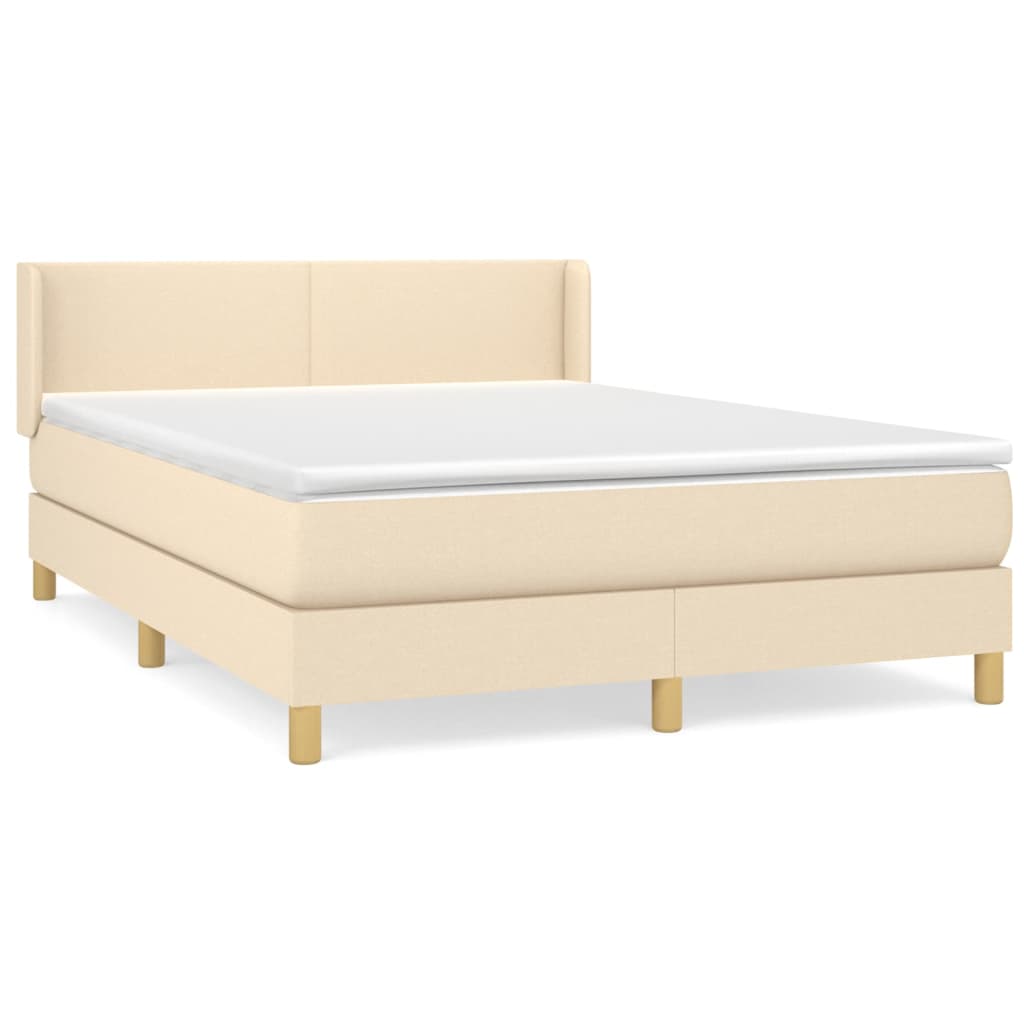 Boxspring met matras stof crèmekleurig 140x190 cm 140 x 190 cm Crème