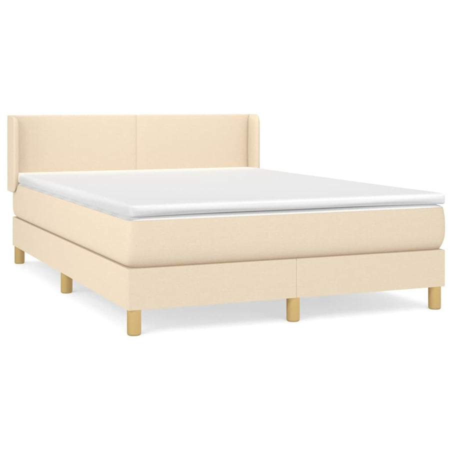 Boxspring met matras stof crèmekleurig 140x190 cm 140 x 190 cm Crème