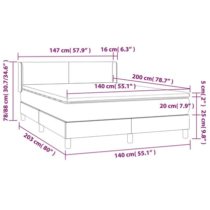 Boxspring Met Matras Stof Lichtgrijs 140 x 200 cm Effen ontwerp