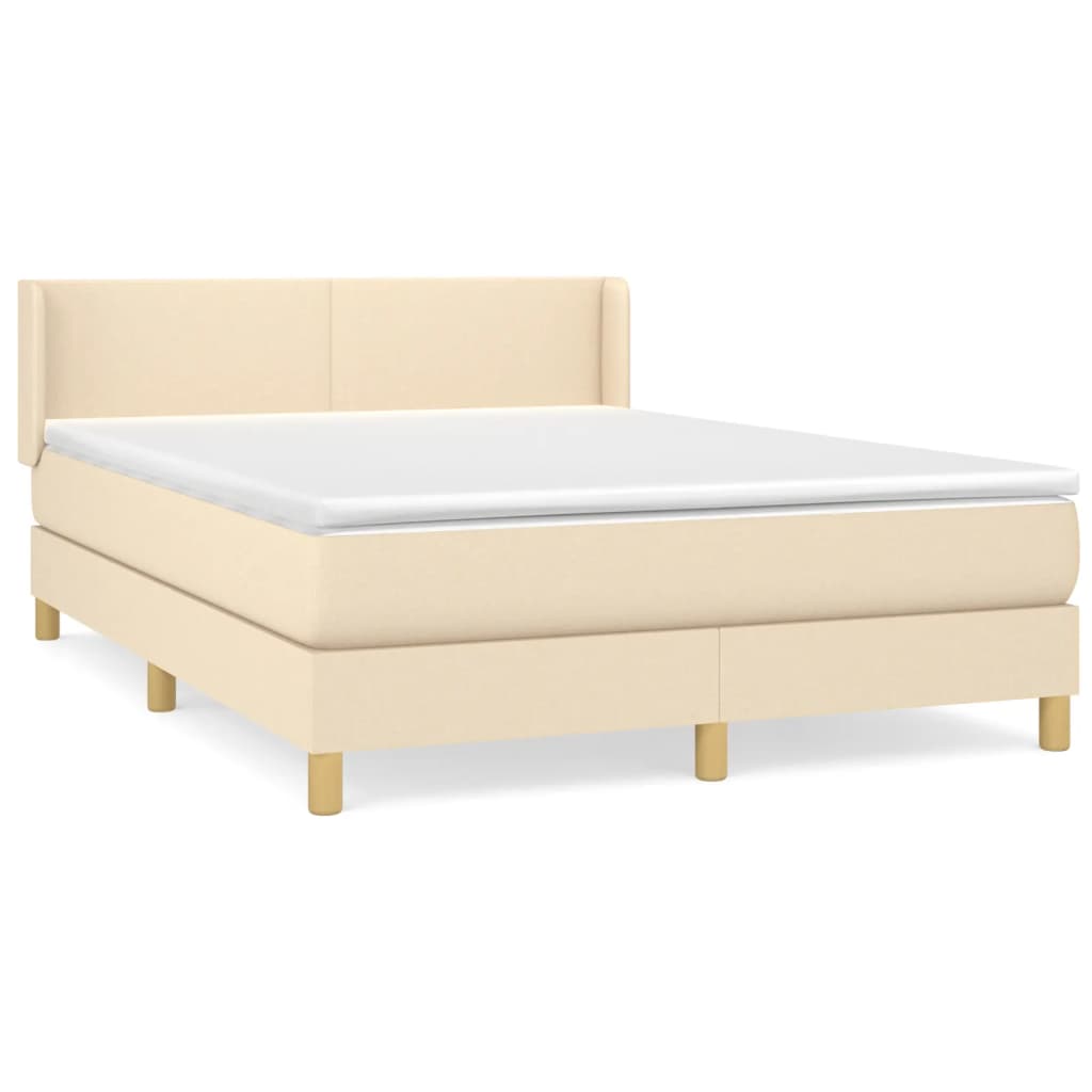 Boxspring met matras stof crèmekleurig 140x200 cm 140 x 200 cm Crème
