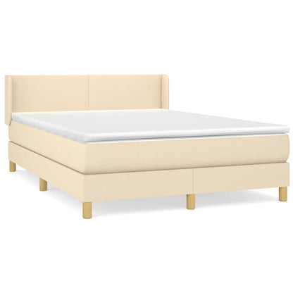 Boxspring met matras stof crèmekleurig 140x200 cm 140 x 200 cm Crème