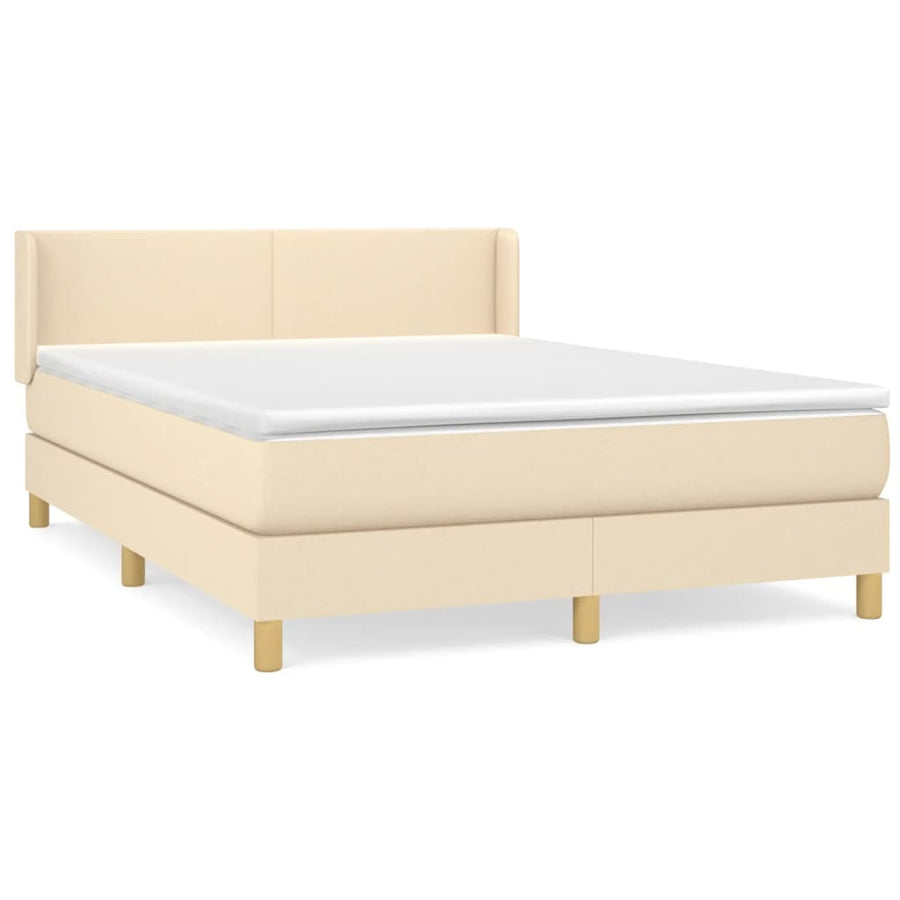 Boxspring met matras stof crèmekleurig 140x200 cm 140 x 200 cm Crème