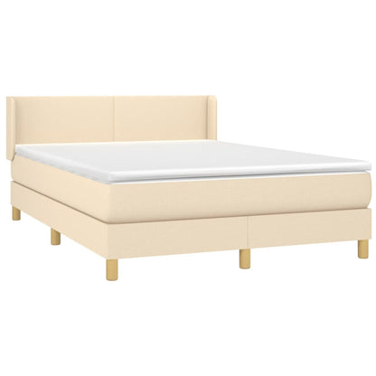 Boxspring met matras stof crèmekleurig 140x200 cm 140 x 200 cm Crème