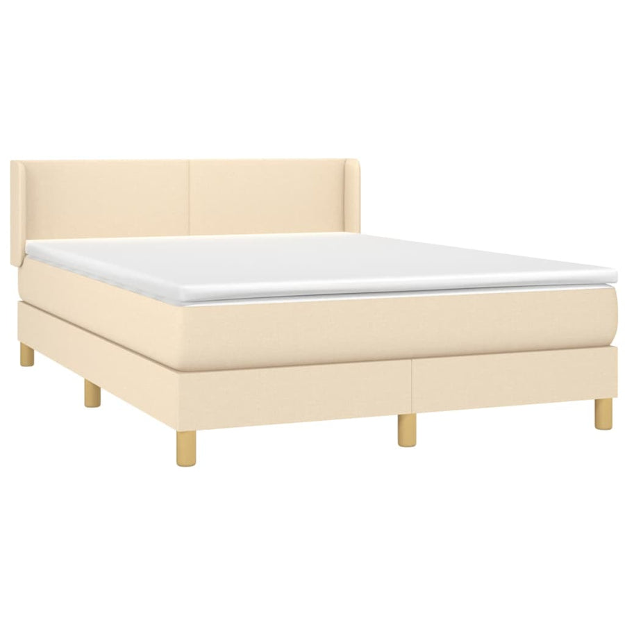 Boxspring met matras stof crèmekleurig 140x200 cm 140 x 200 cm Crème
