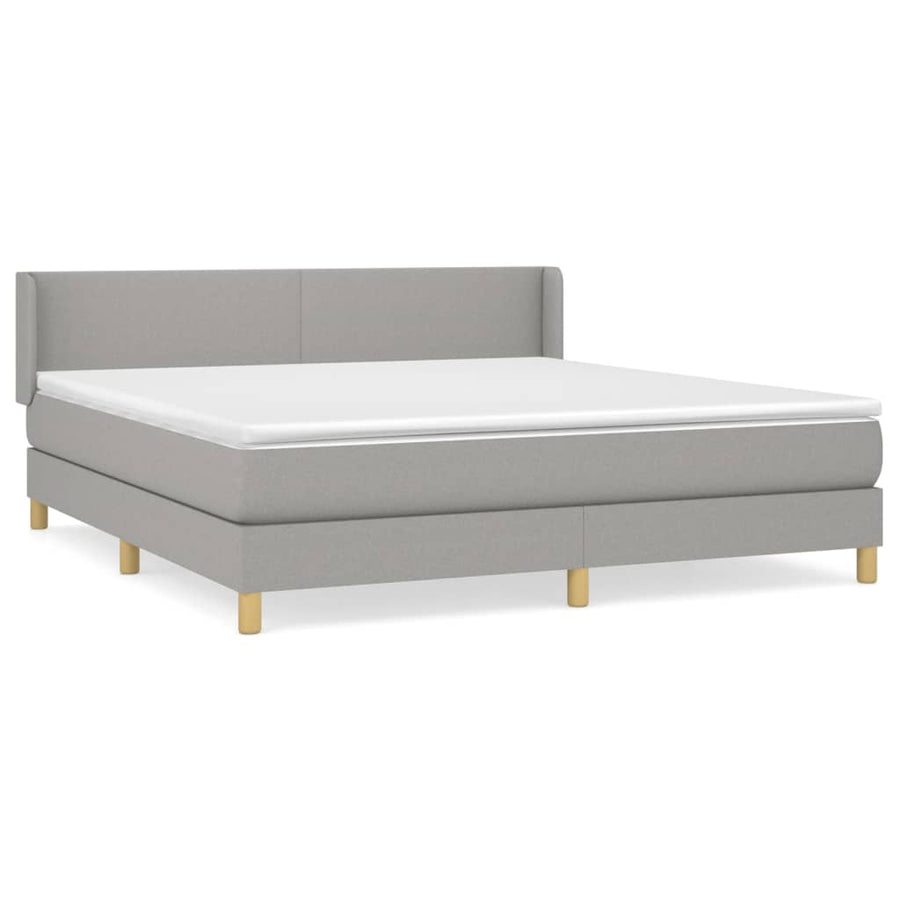 Boxspring Met Matras Stof Lichtgrijs 160 x 200 cm Effen ontwerp