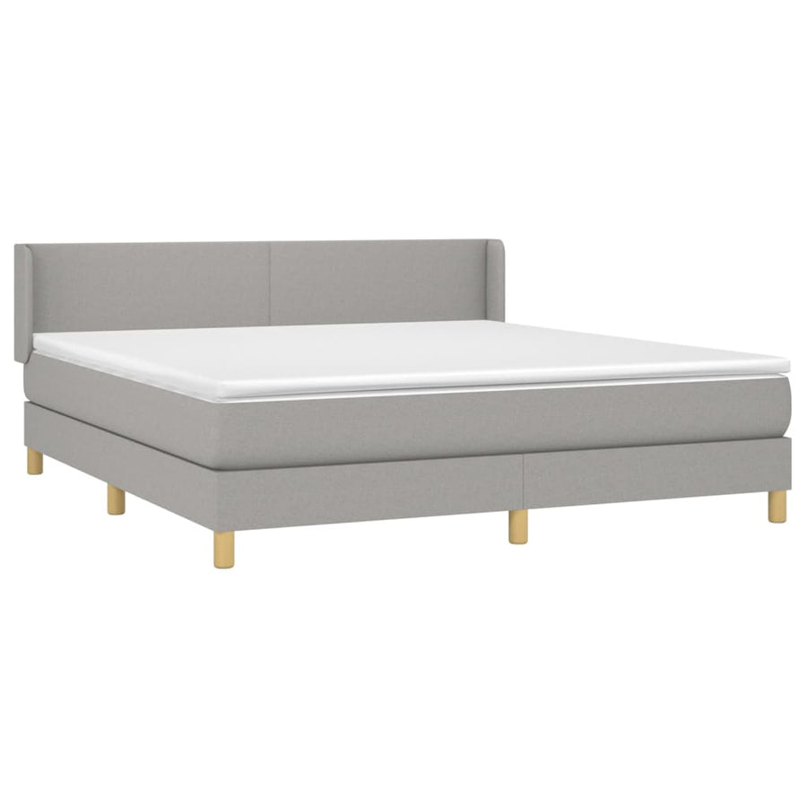 Boxspring Met Matras Stof Lichtgrijs 160 x 200 cm Effen ontwerp