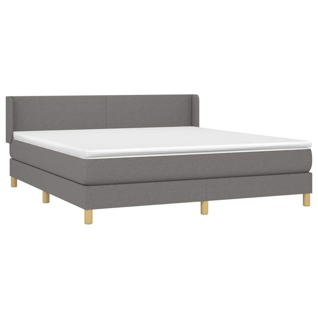Boxspring Met Matras Stof Donkergrijs 160 x 200 cm Effen ontwerp