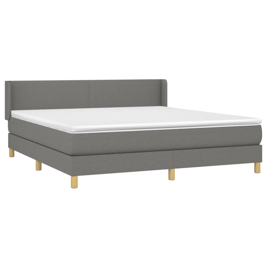 Boxspring Met Matras Stof Donkergrijs 160 x 200 cm Effen ontwerp