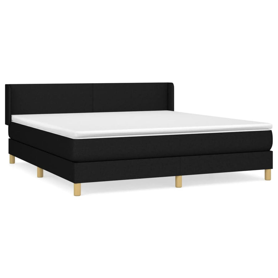 Boxspring Met Matras Stof Zwart 160 x 200 cm Effen ontwerp